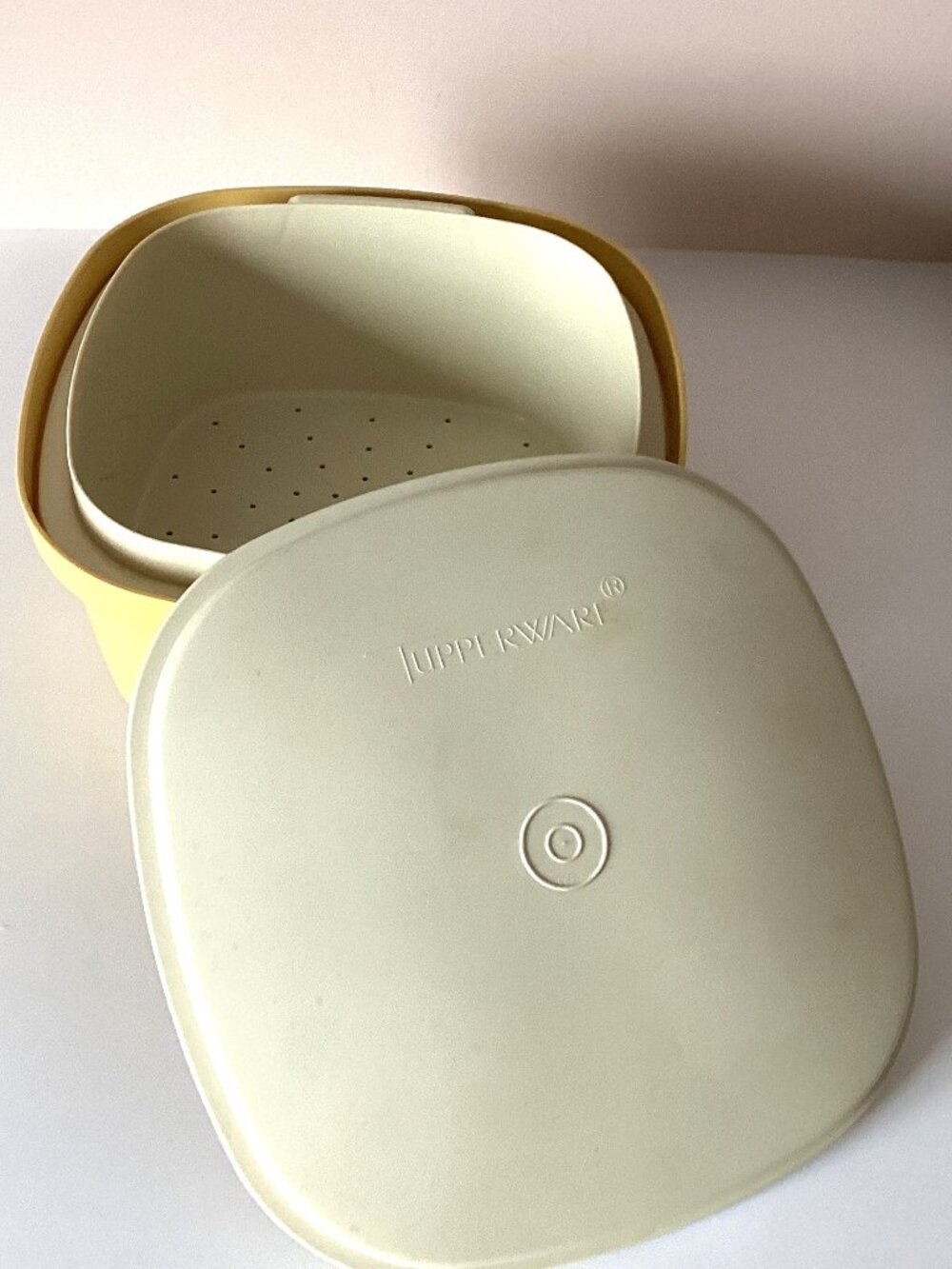 Vintage Tupperware 888-7 Square Container 3pc Steamer Set Bowl / Strainer & Lid